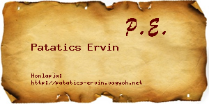 Patatics Ervin névjegykártya